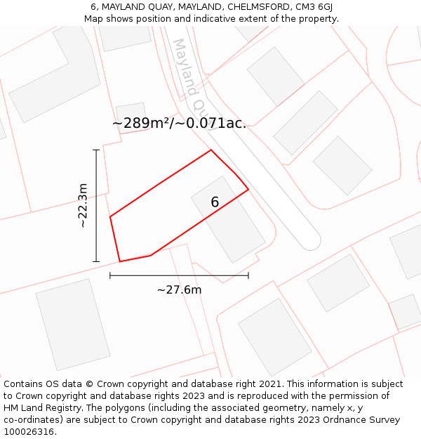 6, MAYLAND QUAY, MAYLAND, CHELMSFORD, CM3 6GJ: Plot and title map