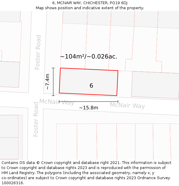 6, MCNAIR WAY, CHICHESTER, PO19 6DJ: Plot and title map