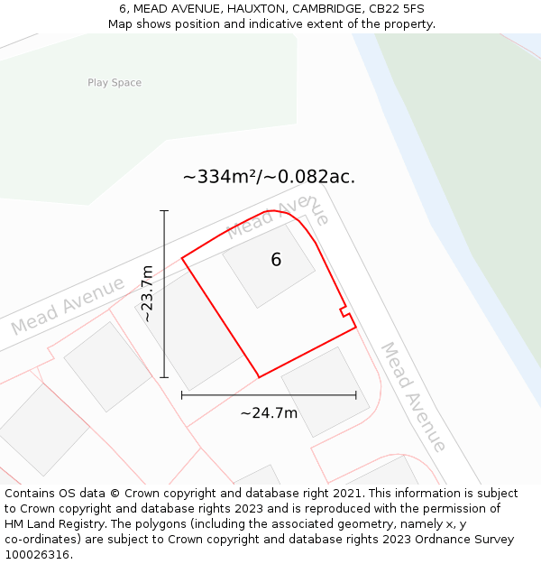 6, MEAD AVENUE, HAUXTON, CAMBRIDGE, CB22 5FS: Plot and title map