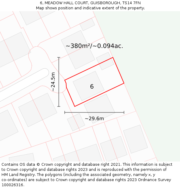 6, MEADOW HALL COURT, GUISBOROUGH, TS14 7FN: Plot and title map