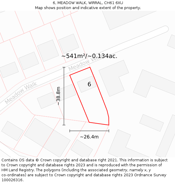 6, MEADOW WALK, WIRRAL, CH61 6XU: Plot and title map