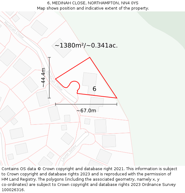 6, MEDINAH CLOSE, NORTHAMPTON, NN4 0YS: Plot and title map