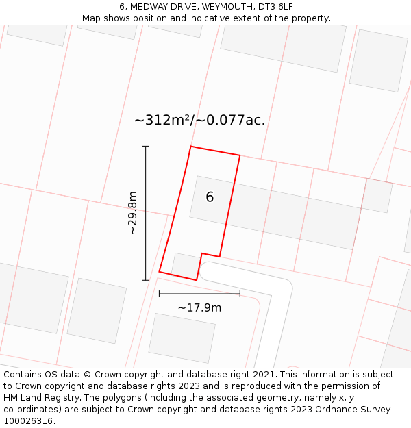 6, MEDWAY DRIVE, WEYMOUTH, DT3 6LF: Plot and title map