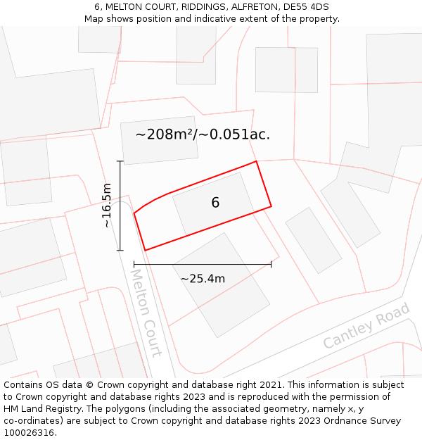 6, MELTON COURT, RIDDINGS, ALFRETON, DE55 4DS: Plot and title map