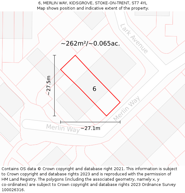 6, MERLIN WAY, KIDSGROVE, STOKE-ON-TRENT, ST7 4YL: Plot and title map