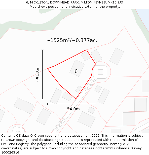 6, MICKLETON, DOWNHEAD PARK, MILTON KEYNES, MK15 9AT: Plot and title map