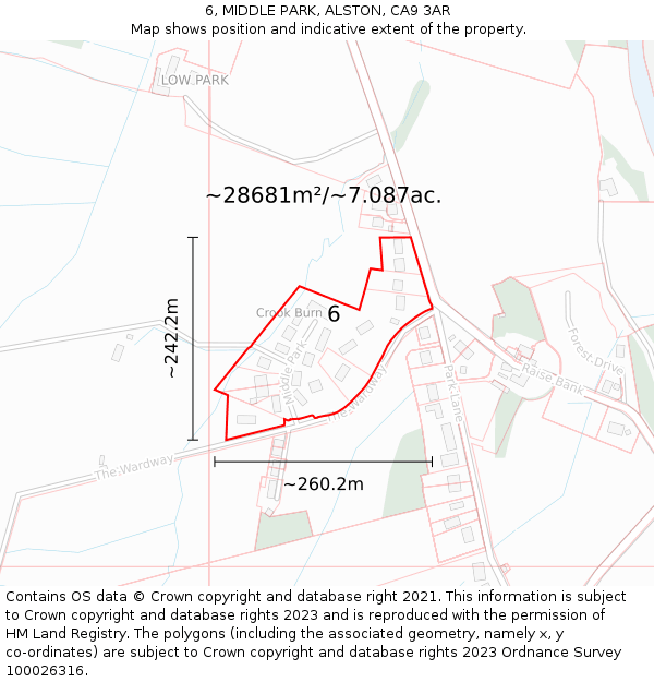 6, MIDDLE PARK, ALSTON, CA9 3AR: Plot and title map