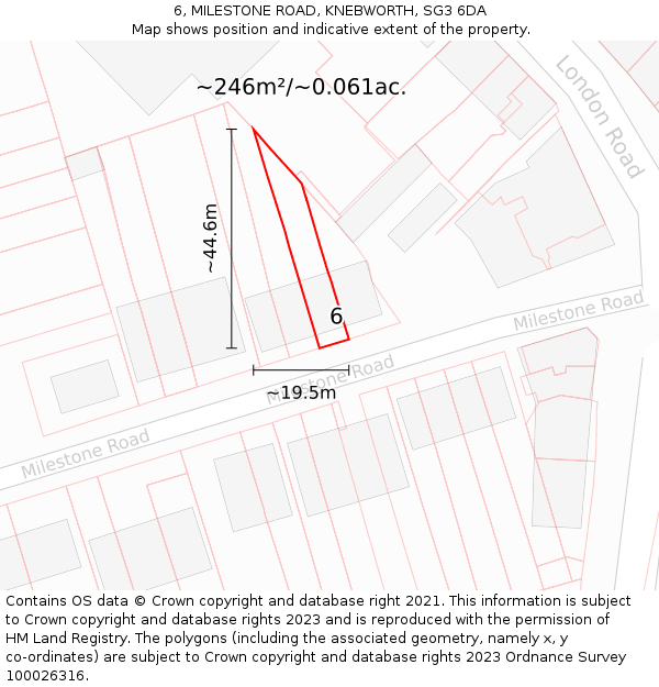 6, MILESTONE ROAD, KNEBWORTH, SG3 6DA: Plot and title map