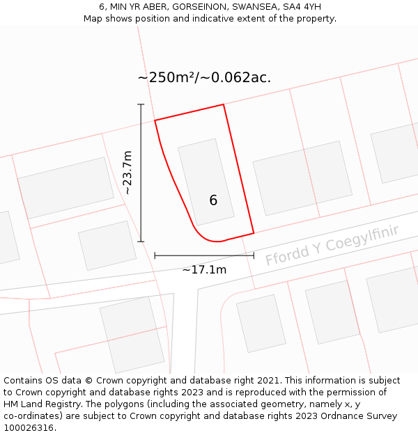 6, MIN YR ABER, GORSEINON, SWANSEA, SA4 4YH: Plot and title map