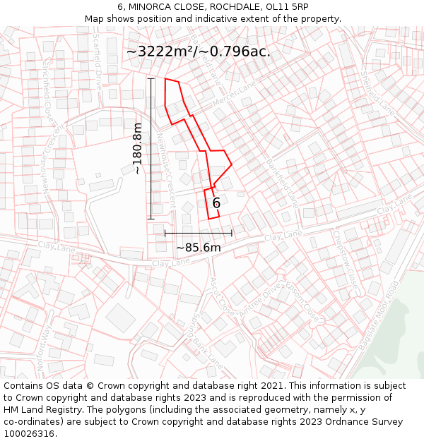 6, MINORCA CLOSE, ROCHDALE, OL11 5RP: Plot and title map