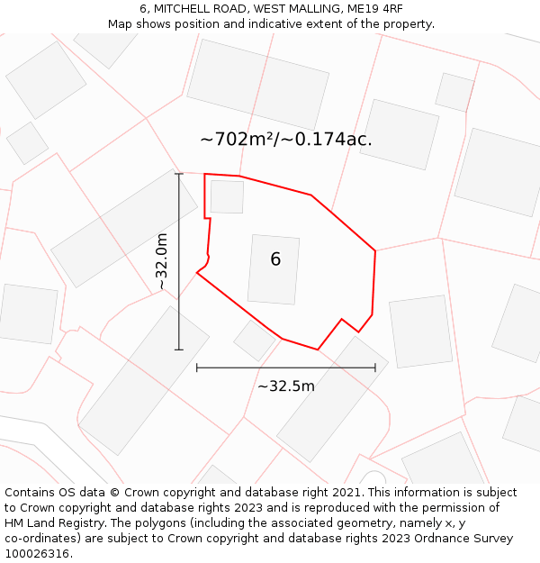 6, MITCHELL ROAD, WEST MALLING, ME19 4RF: Plot and title map