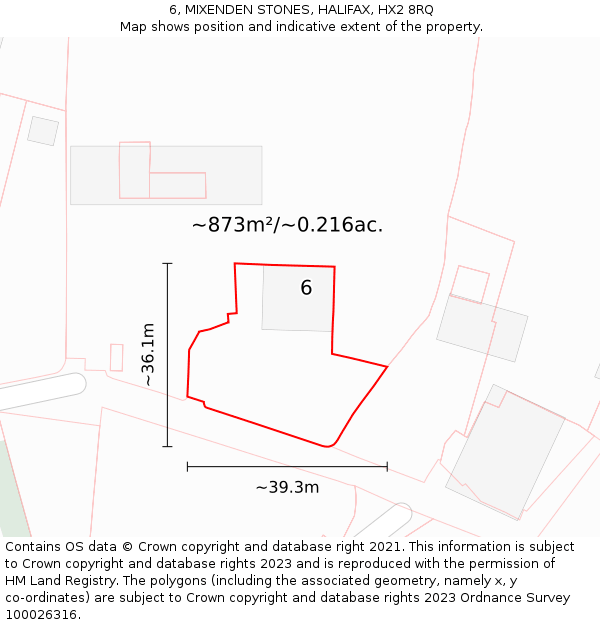 6, MIXENDEN STONES, HALIFAX, HX2 8RQ: Plot and title map