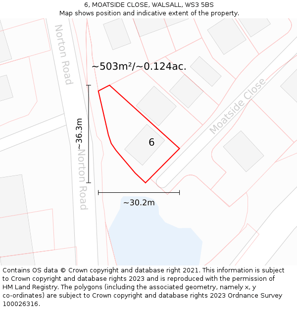 6, MOATSIDE CLOSE, WALSALL, WS3 5BS: Plot and title map