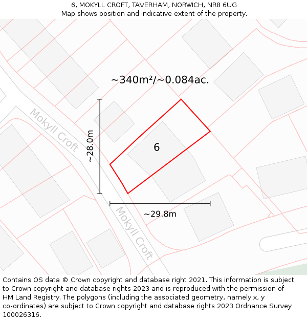 6, MOKYLL CROFT, TAVERHAM, NORWICH, NR8 6UG: Plot and title map