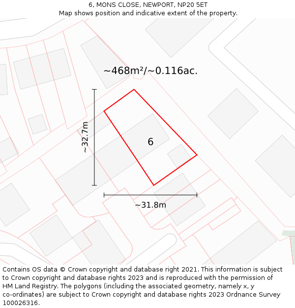 6, MONS CLOSE, NEWPORT, NP20 5ET: Plot and title map