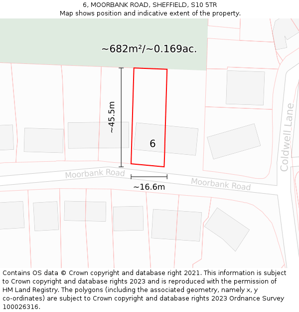 6, MOORBANK ROAD, SHEFFIELD, S10 5TR: Plot and title map