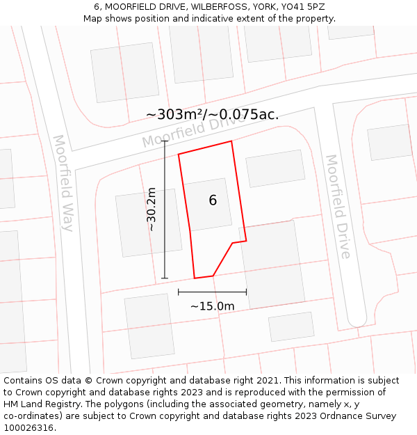 6, MOORFIELD DRIVE, WILBERFOSS, YORK, YO41 5PZ: Plot and title map