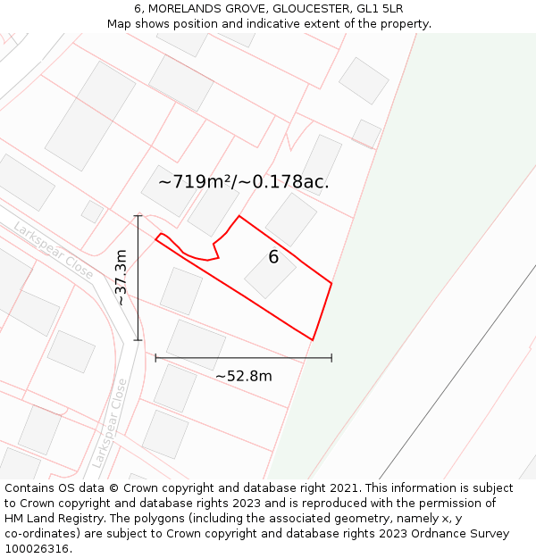 6, MORELANDS GROVE, GLOUCESTER, GL1 5LR: Plot and title map