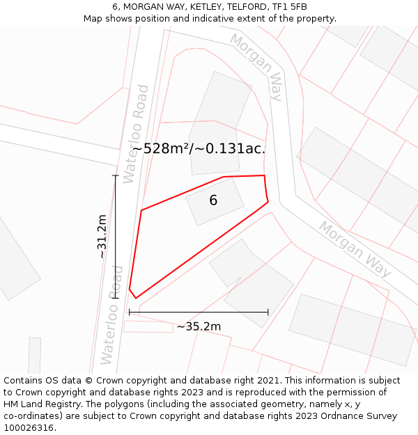 6, MORGAN WAY, KETLEY, TELFORD, TF1 5FB: Plot and title map