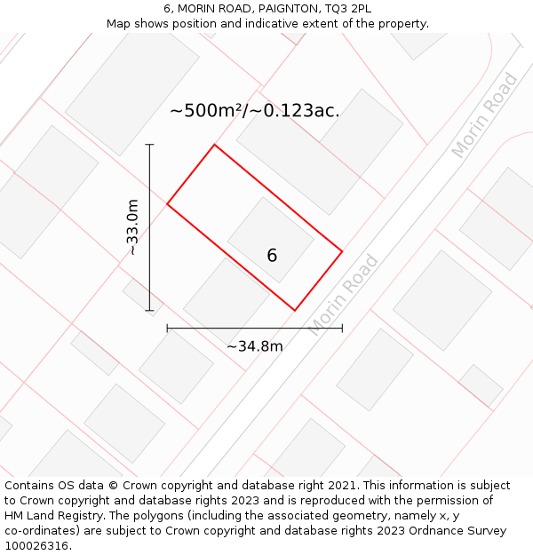 6, MORIN ROAD, PAIGNTON, TQ3 2PL: Plot and title map