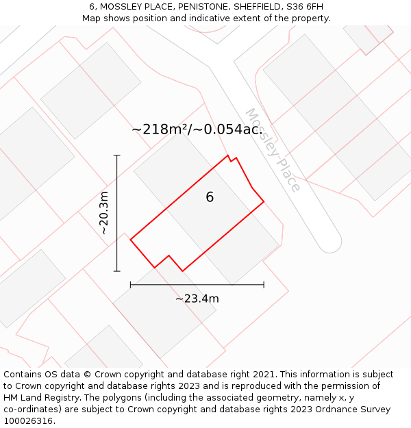 6, MOSSLEY PLACE, PENISTONE, SHEFFIELD, S36 6FH: Plot and title map