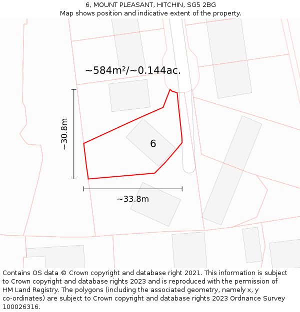 6, MOUNT PLEASANT, HITCHIN, SG5 2BG: Plot and title map