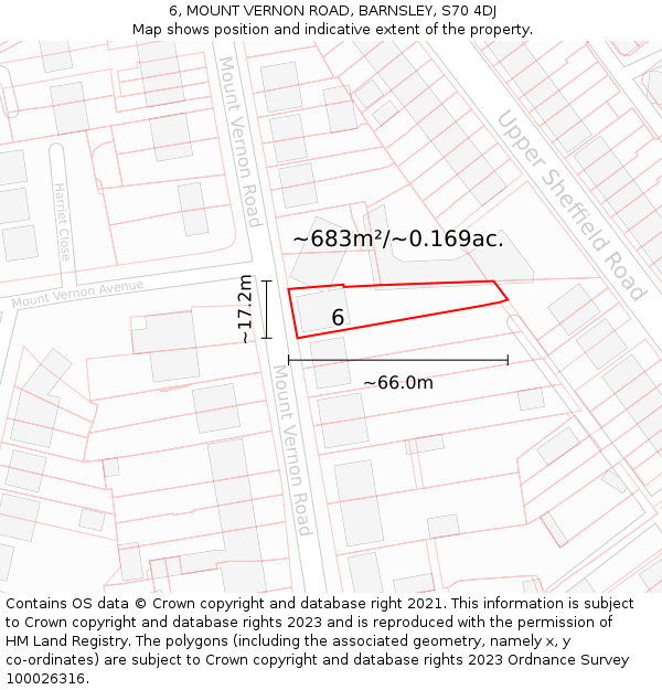 6, MOUNT VERNON ROAD, BARNSLEY, S70 4DJ: Plot and title map