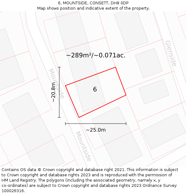 6, MOUNTSIDE, CONSETT, DH8 0DP: Plot and title map