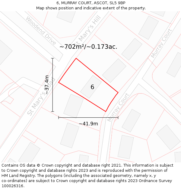 6, MURRAY COURT, ASCOT, SL5 9BP: Plot and title map