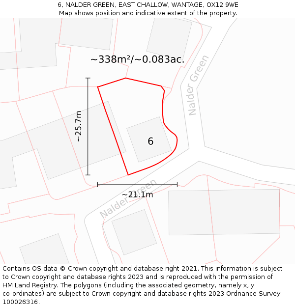 6, NALDER GREEN, EAST CHALLOW, WANTAGE, OX12 9WE: Plot and title map