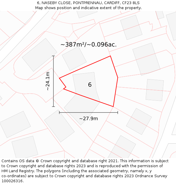 6, NASEBY CLOSE, PONTPRENNAU, CARDIFF, CF23 8LS: Plot and title map