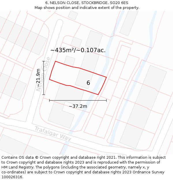 6, NELSON CLOSE, STOCKBRIDGE, SO20 6ES: Plot and title map