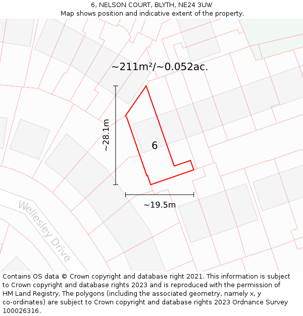 6, NELSON COURT, BLYTH, NE24 3UW: Plot and title map