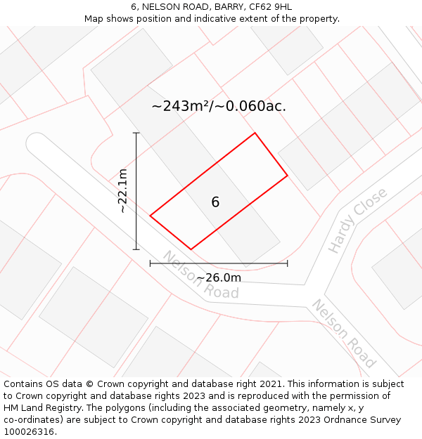 6, NELSON ROAD, BARRY, CF62 9HL: Plot and title map