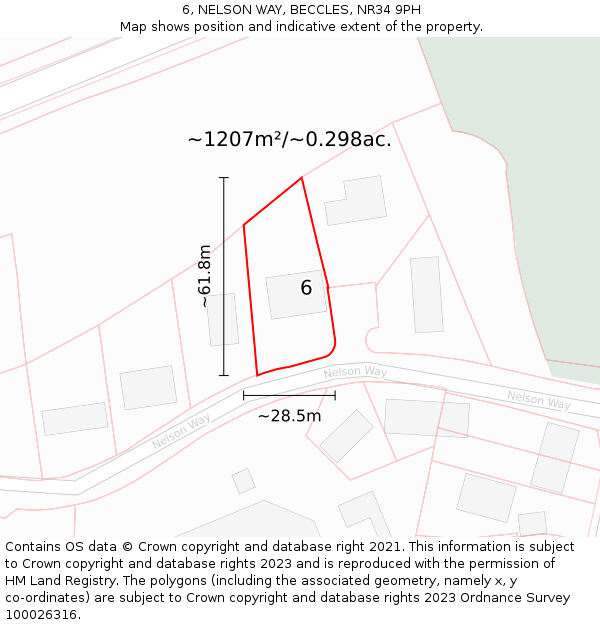 6, NELSON WAY, BECCLES, NR34 9PH: Plot and title map