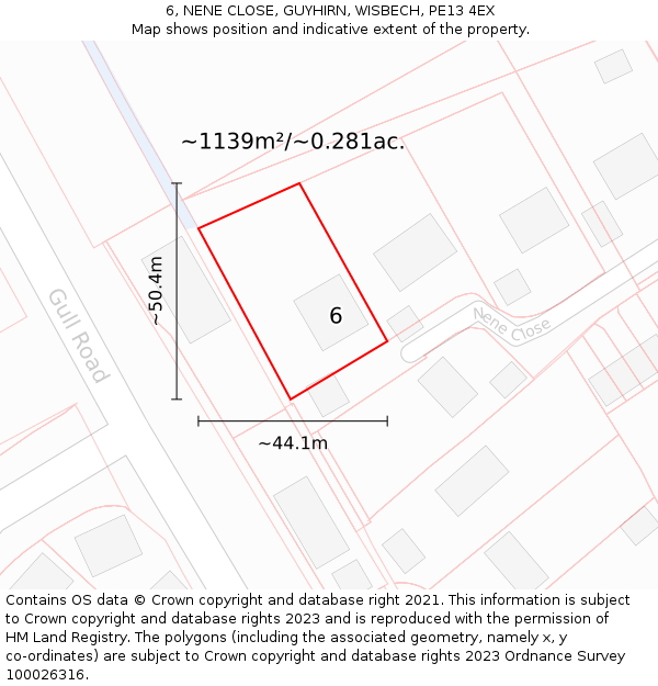 6, NENE CLOSE, GUYHIRN, WISBECH, PE13 4EX: Plot and title map