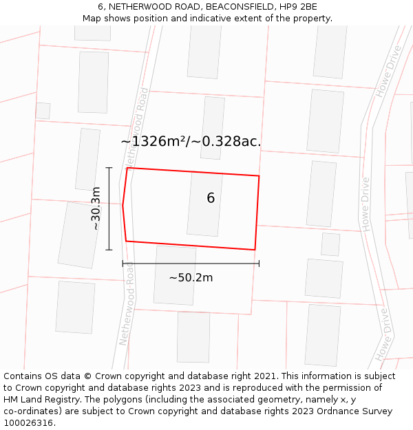 6, NETHERWOOD ROAD, BEACONSFIELD, HP9 2BE: Plot and title map