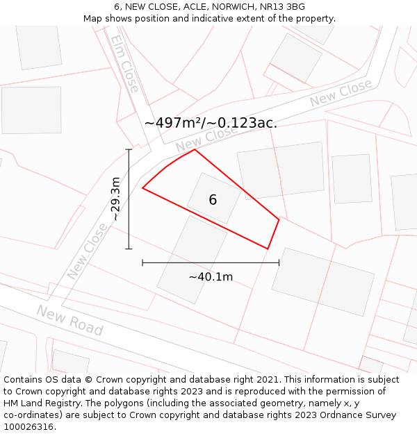 6, NEW CLOSE, ACLE, NORWICH, NR13 3BG: Plot and title map