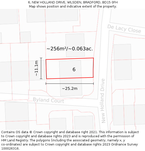 6, NEW HOLLAND DRIVE, WILSDEN, BRADFORD, BD15 0FH: Plot and title map