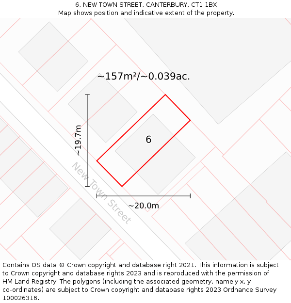 6, NEW TOWN STREET, CANTERBURY, CT1 1BX: Plot and title map