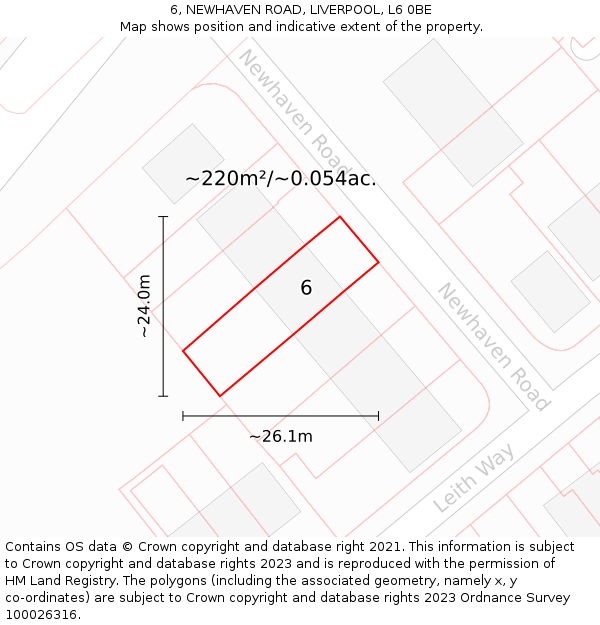 6, NEWHAVEN ROAD, LIVERPOOL, L6 0BE: Plot and title map