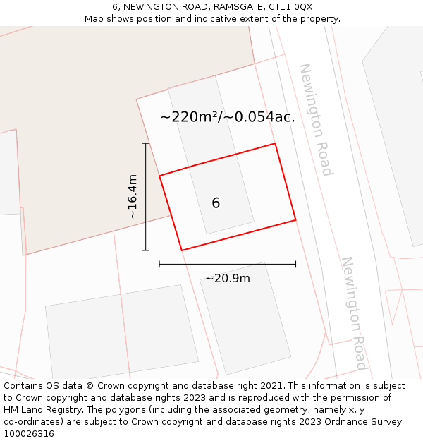 6, NEWINGTON ROAD, RAMSGATE, CT11 0QX: Plot and title map