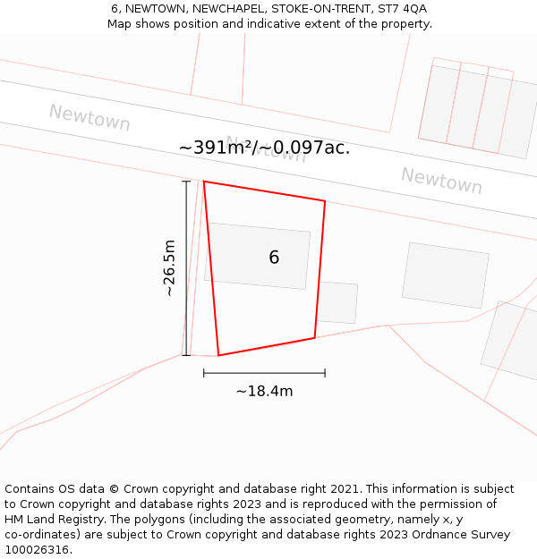 6, NEWTOWN, NEWCHAPEL, STOKE-ON-TRENT, ST7 4QA: Plot and title map