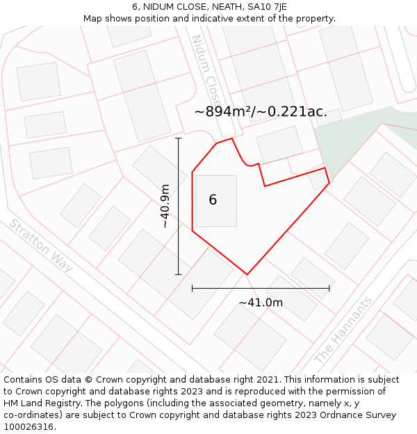 6, NIDUM CLOSE, NEATH, SA10 7JE: Plot and title map