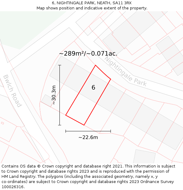 6, NIGHTINGALE PARK, NEATH, SA11 3RX: Plot and title map