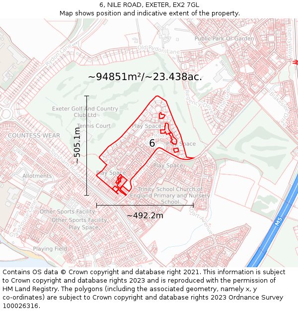 6, NILE ROAD, EXETER, EX2 7GL: Plot and title map