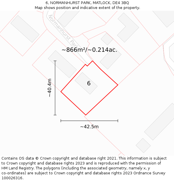 6, NORMANHURST PARK, MATLOCK, DE4 3BQ: Plot and title map