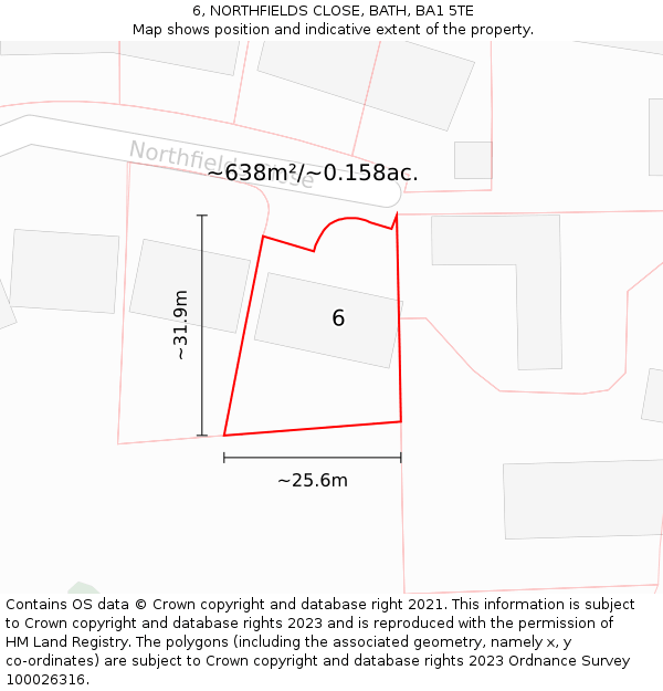 6, NORTHFIELDS CLOSE, BATH, BA1 5TE: Plot and title map