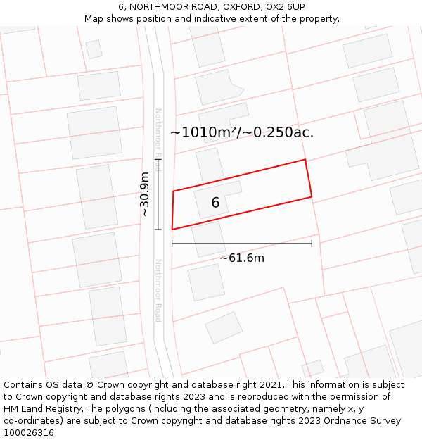 6, NORTHMOOR ROAD, OXFORD, OX2 6UP: Plot and title map