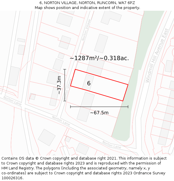 6, NORTON VILLAGE, NORTON, RUNCORN, WA7 6PZ: Plot and title map